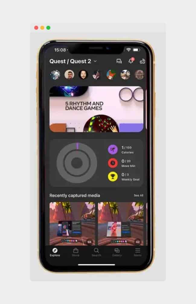 Oculus app on iPhone