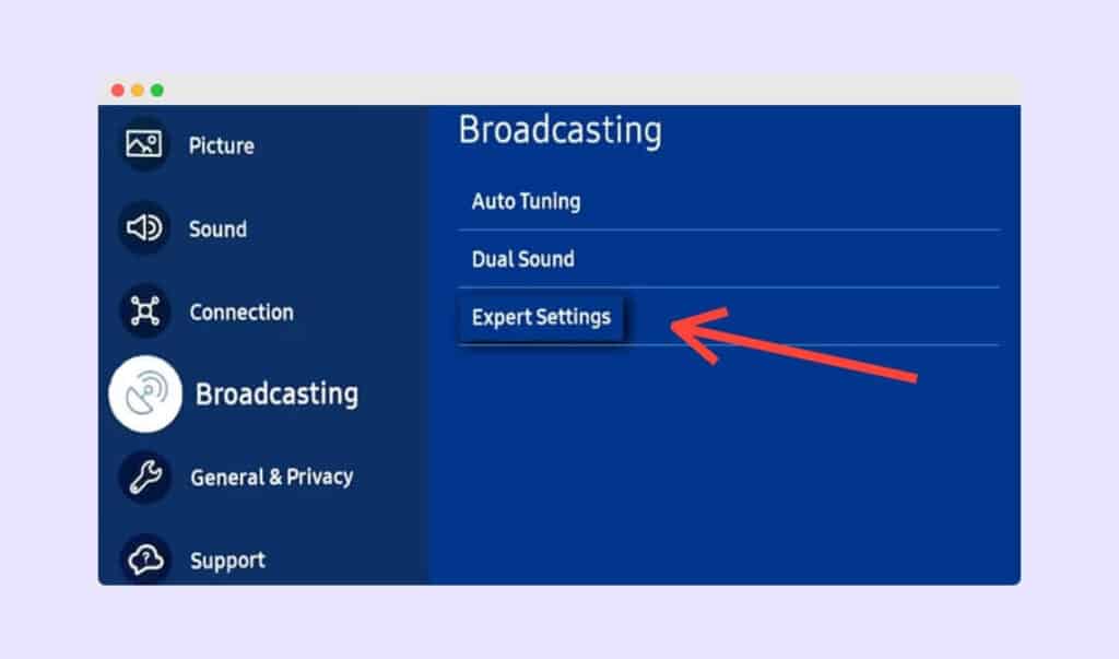 HbbTV Settings Option in Samsung TV