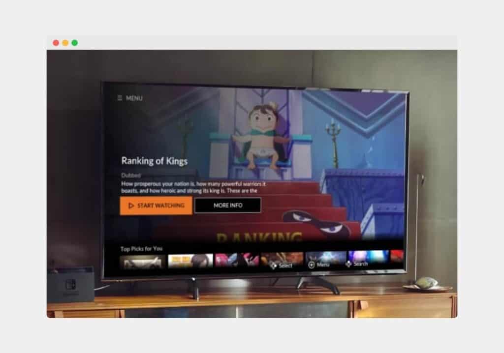 Crunchyroll on Samsung TV using Apple TV