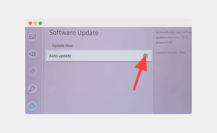Auto Update option on Samsung TV