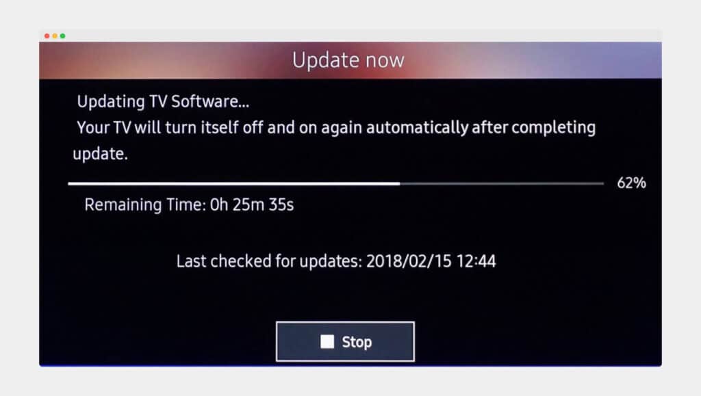 Samsung TV software is updating