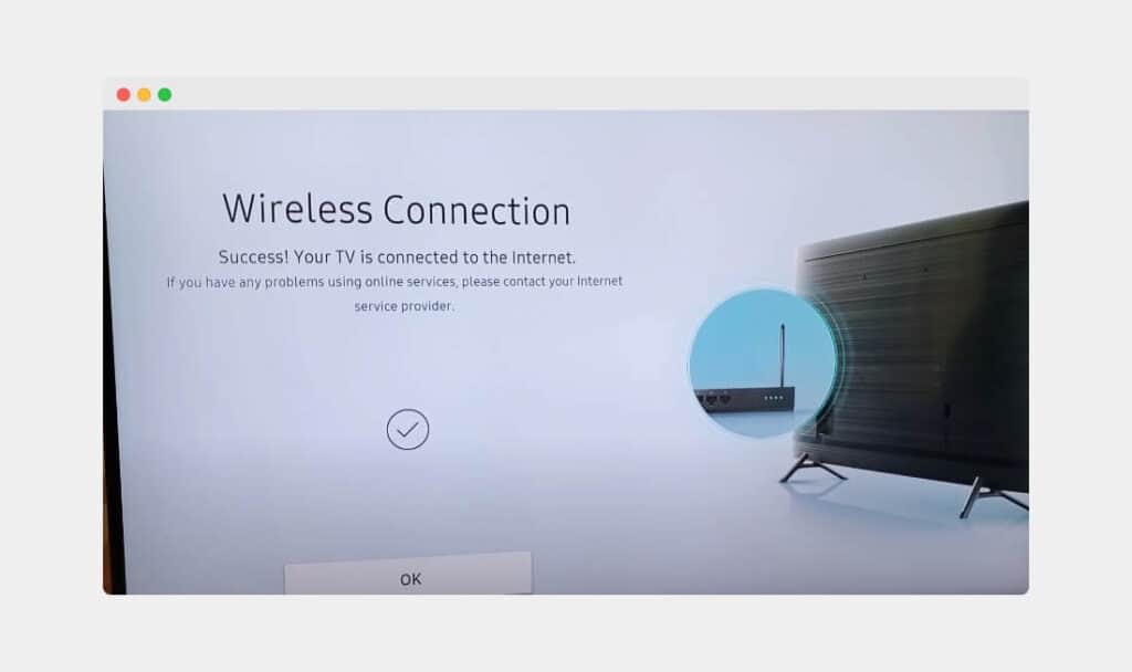 Samsung TV connected to WiFi