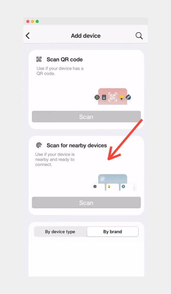 Scan for nearby devices option